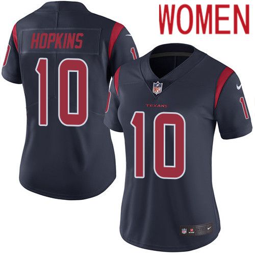 Women Houston Texans #10 DeAndre Hopkins Navy Blue Nike Rush Vapor Limited NFL Jersey->women nfl jersey->Women Jersey